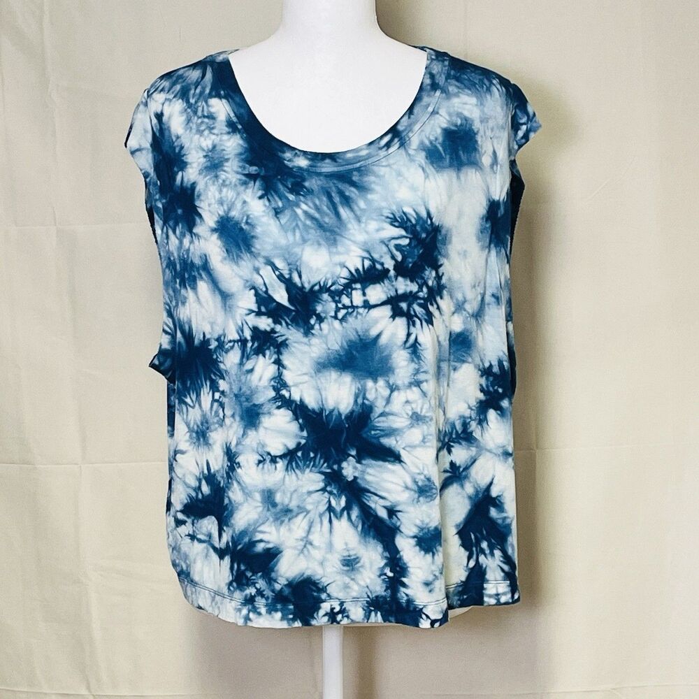 JoyLab Womens XL Blue Tie Dye Athletic Tee Short Sleeve Workout Fitness Active